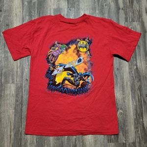 Batman Joker Graphic Tee Warmer Bros Gotham City Fight T Shirt Youth Size Large